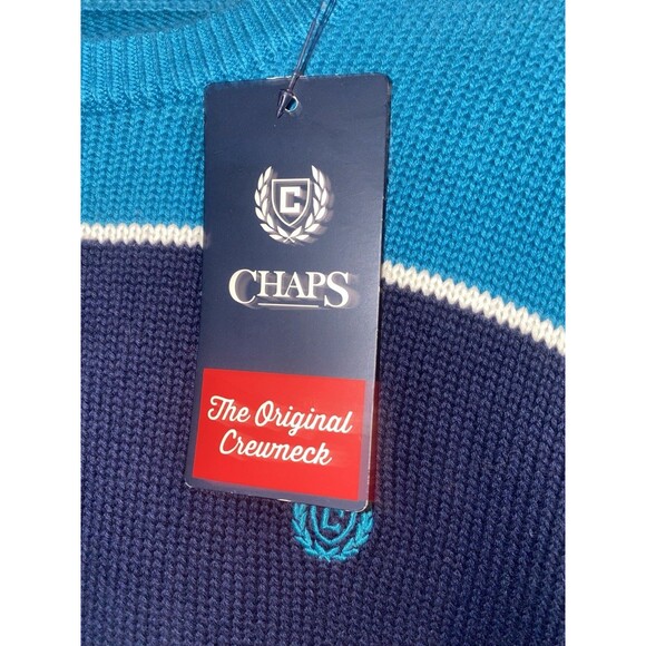 CHAPS PULL OVER SWEATER SIZE LARGE NWT HEAVYWEIGHT BLUE / NAVY BLUE - Picture 4 of 5